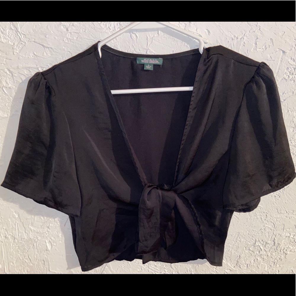 Tie front cropped shirt